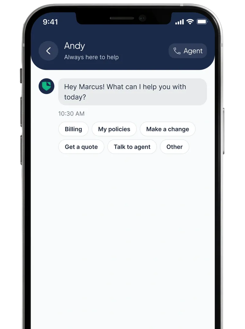 Andy AI assistant chat on a phone