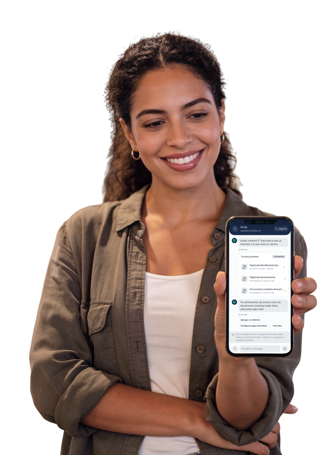 Customer using PolicyPocket on a phone