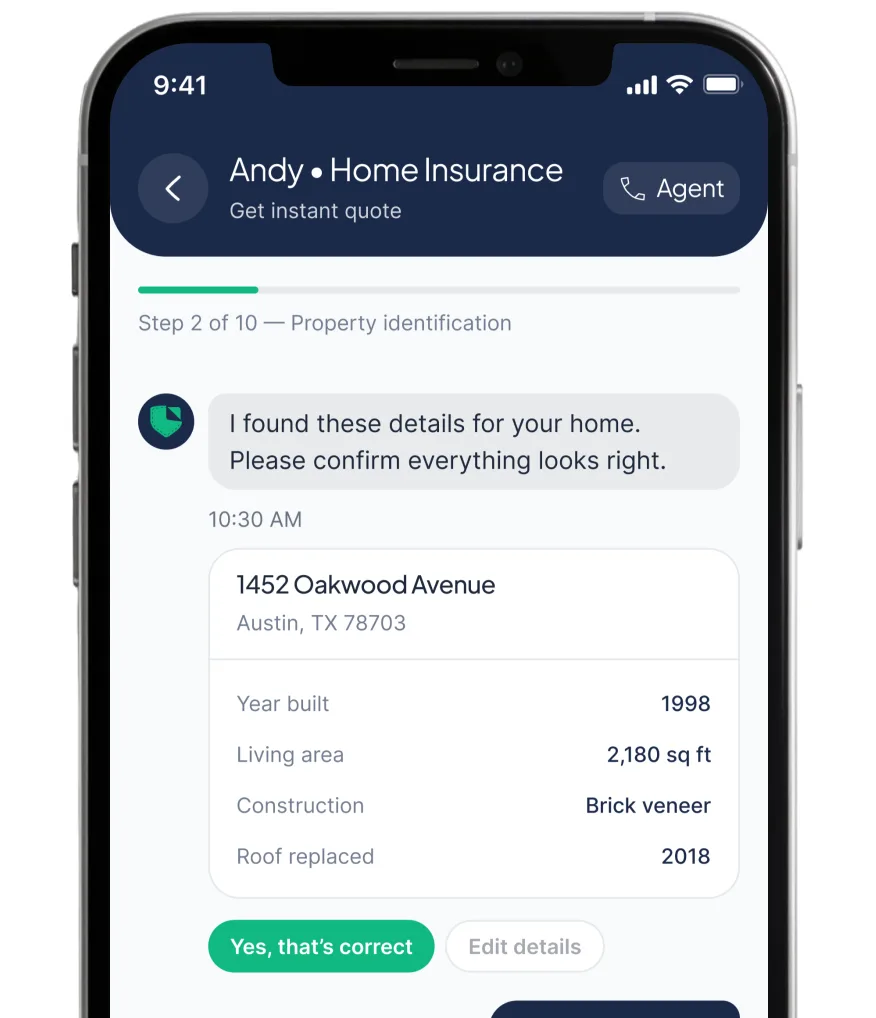 Phone showing home property details ready to confirm