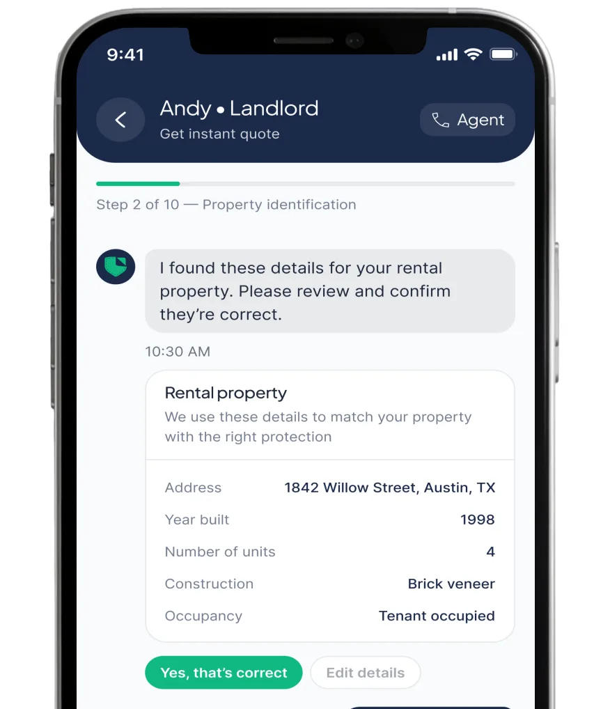 Phone showing rental property details ready to confirm